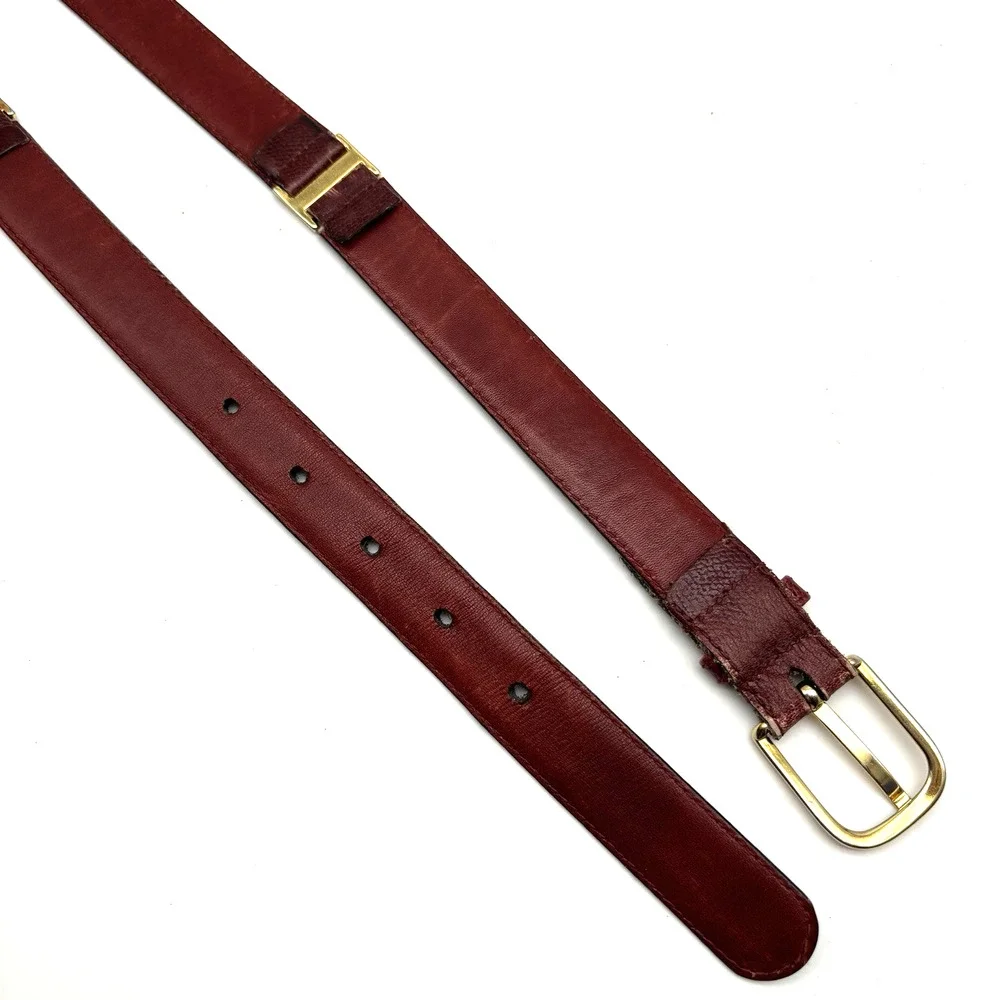 1970s Yves Saint Laurent 1214009 Oxblood Steerhide Leather Segmented Belt 32-36